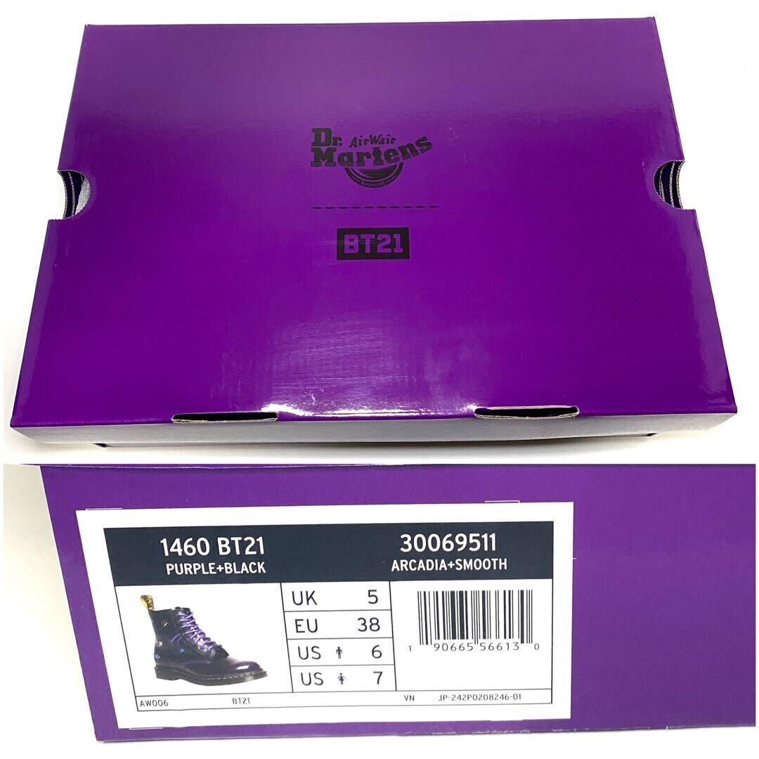 Dr.Martens×BT21 8 hole boots 24cm/UK5 US7 PURPLE BLACK NEW Dr.Martens×BT21 8 hole boots 24cm/UK5 US7 PURPLE BLACK NEW