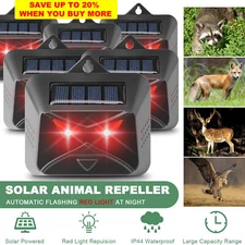 1-6Pcs Solar Animal Repellent Dog Cat Skunk Deer Raccoon Strobe Red Light