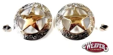 2 Pack Texas Star 18K Gold Plated Conchos 1-3/4" Screw Back Weaver New Free Ship