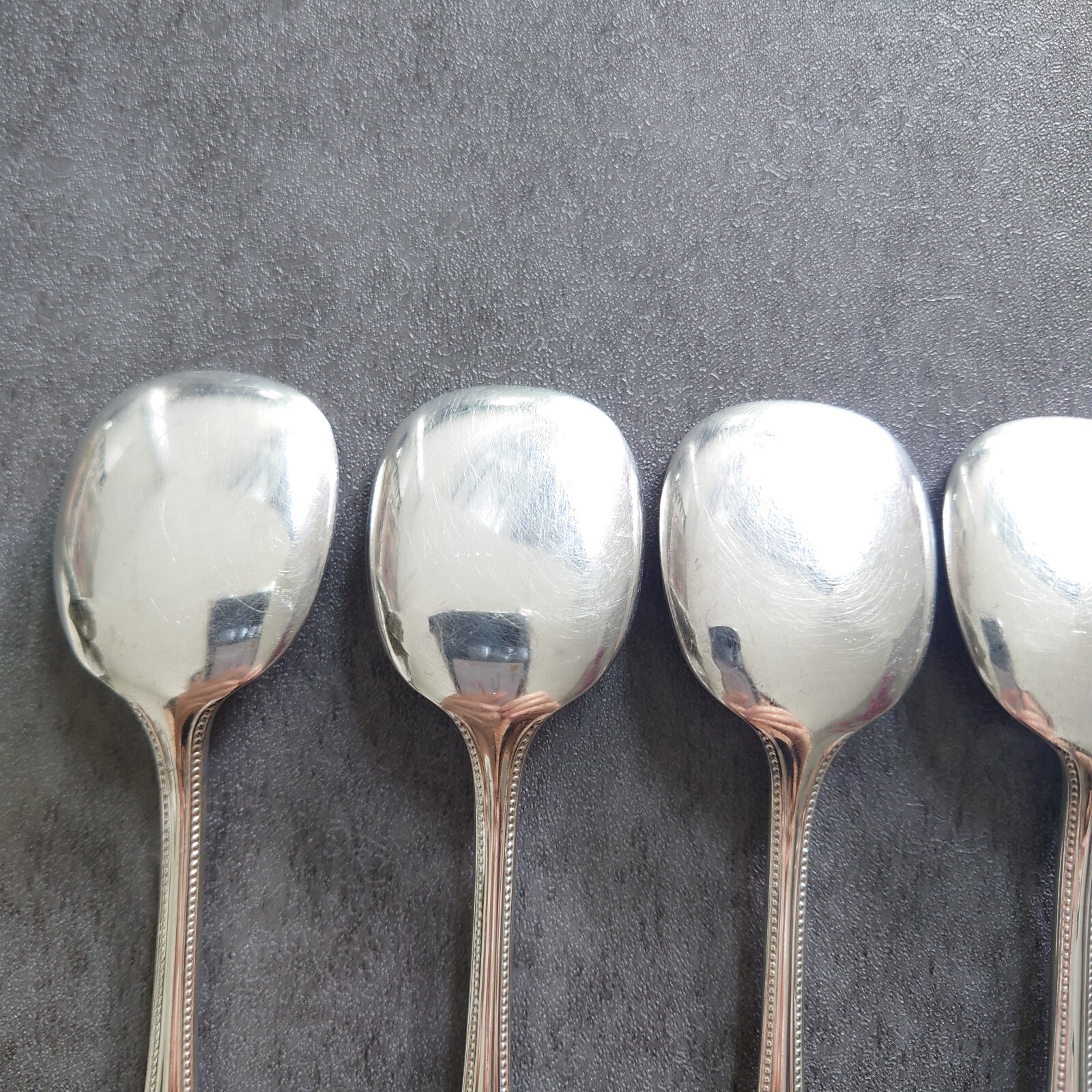 Christofle Perles 6pcs Silverplate Flatware Icecream Spoon Very Good