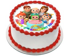 EDIBLE Cocomelon Cake Topper Birthday Party Wafer Paper Round 7.5" uncut 