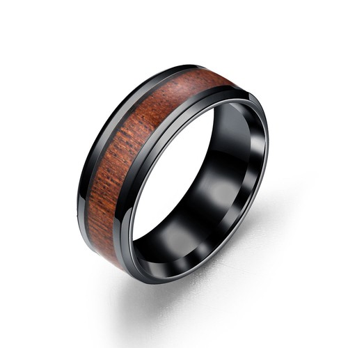 Mens Tungsten Ring Koa Wood Inlay Dome Band Comfort Fit Jewelry Wedding Band - Picture 6 of 7