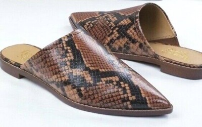 Franco Sarto Rayna Mule Pointed Slip On Slides Mules Snake Animal