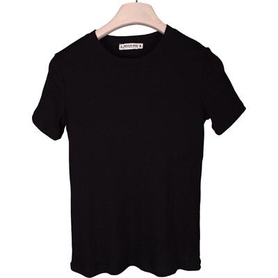 NEW American Giant Women's Rib Crew Tee Super Black Size S