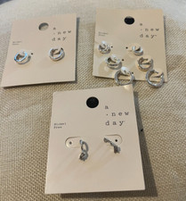 5 Pairs A New Day Women's hoops Earrings Nickel Free silver tone 22val