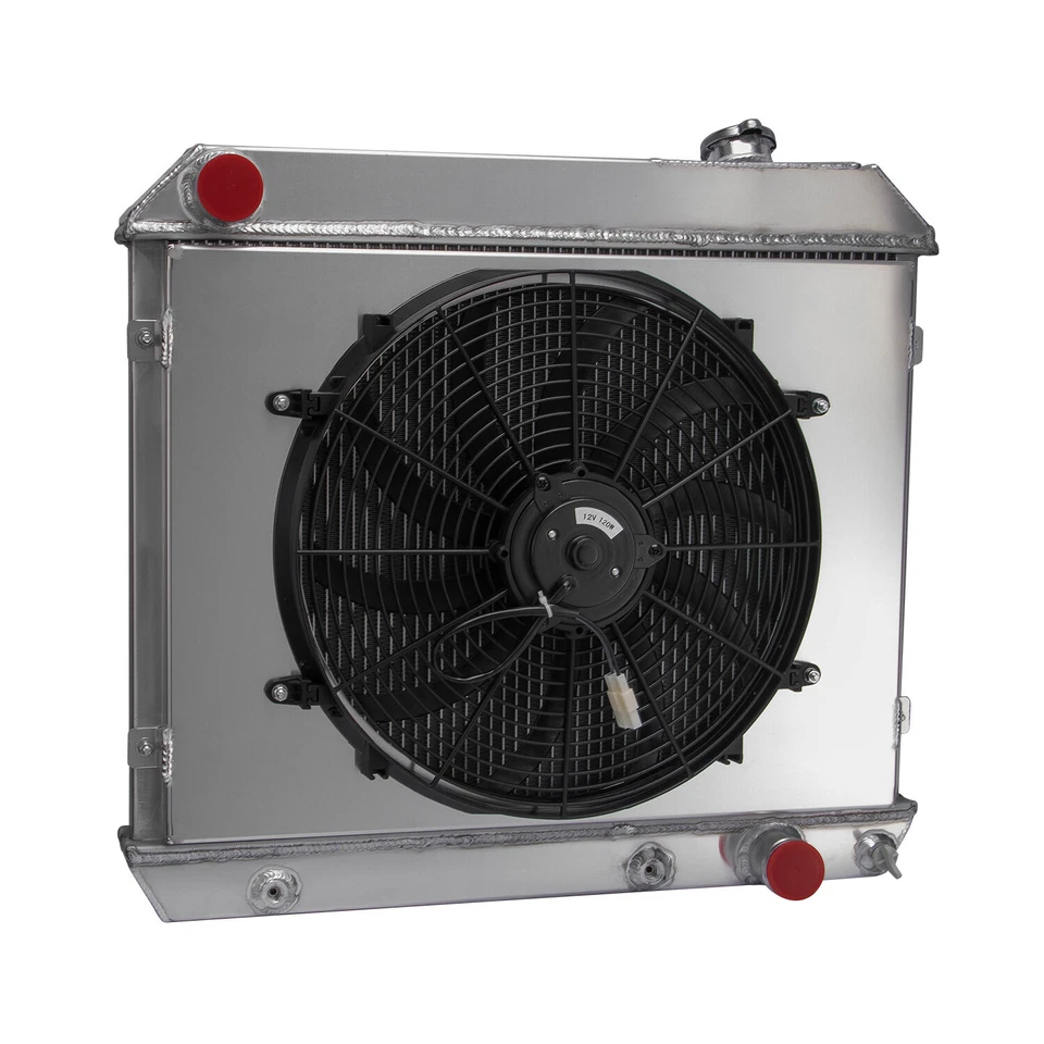 4 Rows Radiator&Shroud Fan For 63-1966,65 Chevy C10 C20 C30 K10 K20 K30 Truck V8 Foto 2 de 4