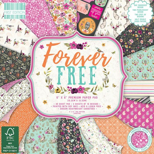 First Edition 'Forever Free' 6" x 6" Premium Papers 16 SHEETS - Afbeelding 1 van 1