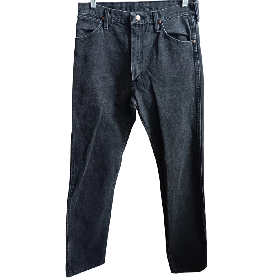 31x36 Men's Vintage Wrangler Jeans USA Faded Black Rocker Made IN USA 13MWZPB - Image 3 of 4