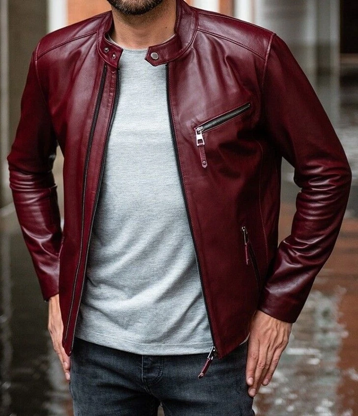 Maroon top moto jacket