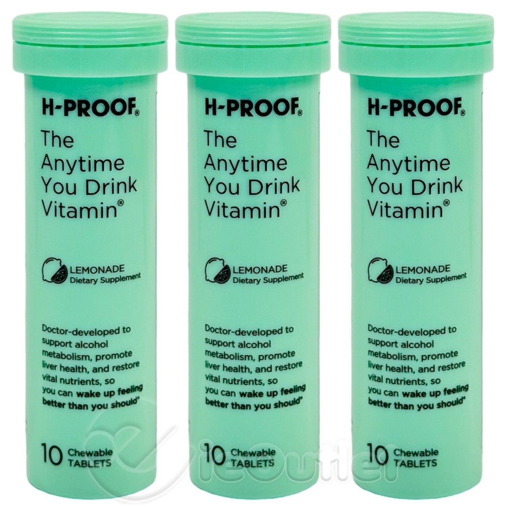 (3-PACK) H-PROOF Any Time You Drink Vitamin Supplement 10 Tablet Tube - Lemonade
