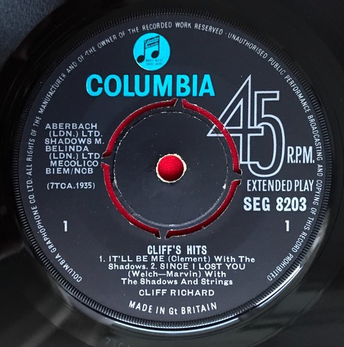CLIFF RICHARD - CLIFF'S HITS - 1962 Columbia EP SEG 8203 nice - Picture 3 of 4