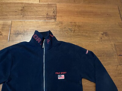 Vintage Polo Sport Ralph Lauren Navy Blue Full Zip Fleece Jacket
