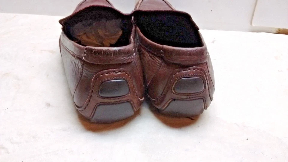 Calvin Klein Michael Marrón Cuero Sin Cordones Mocasín Sin usar, Puntera Zapato de Conducción Para Hombre 10M Foto 4 de 4