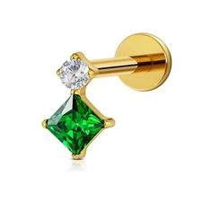 FINE4U 1PC ASTM F136 Titanium Flat back Stud for Conch Tragus Helix Flat with...