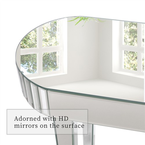 High-end Console Table Mirrored Vanity Makeup Desk Modern Glass Entryway Table - Picture 9 of 12