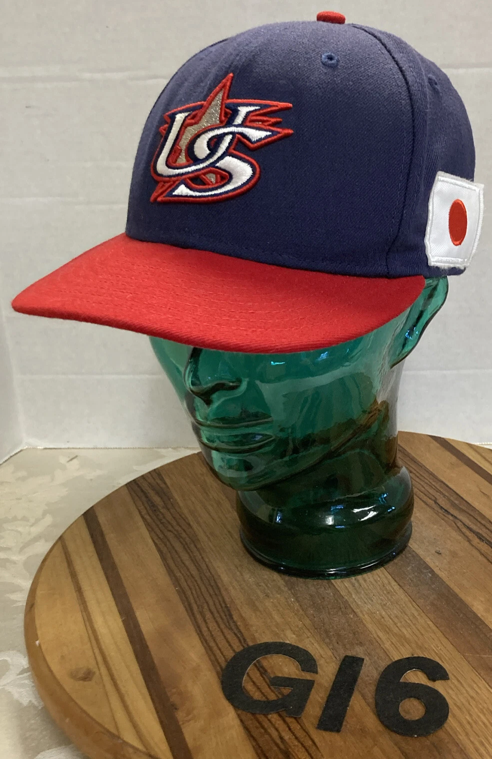 NOUVEAU CHAPEAU CLASSIQUE ERA SUPREME USA JAPON WORLD BASEBALL BLEU/ROUGE TAILLE 7 1/8 TRÈS BON ÉTAT G16