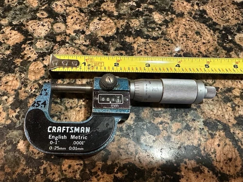 Mitutoyo Craftsman #38666 English/Metric Digit Micrometer 0-1"/0-25mm