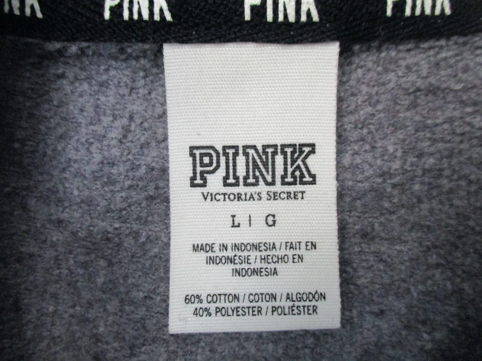 Chaqueta Victoria Secret ROSA Mujer Grande Gris Negra Cremallera Completa Damas Con Capucha Foto 3 de 4