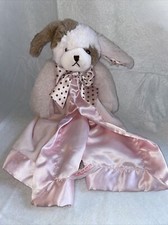 Bearington Baby Collection Puppy Dog Pink Satin Girl Security Blanket Toy Lovey