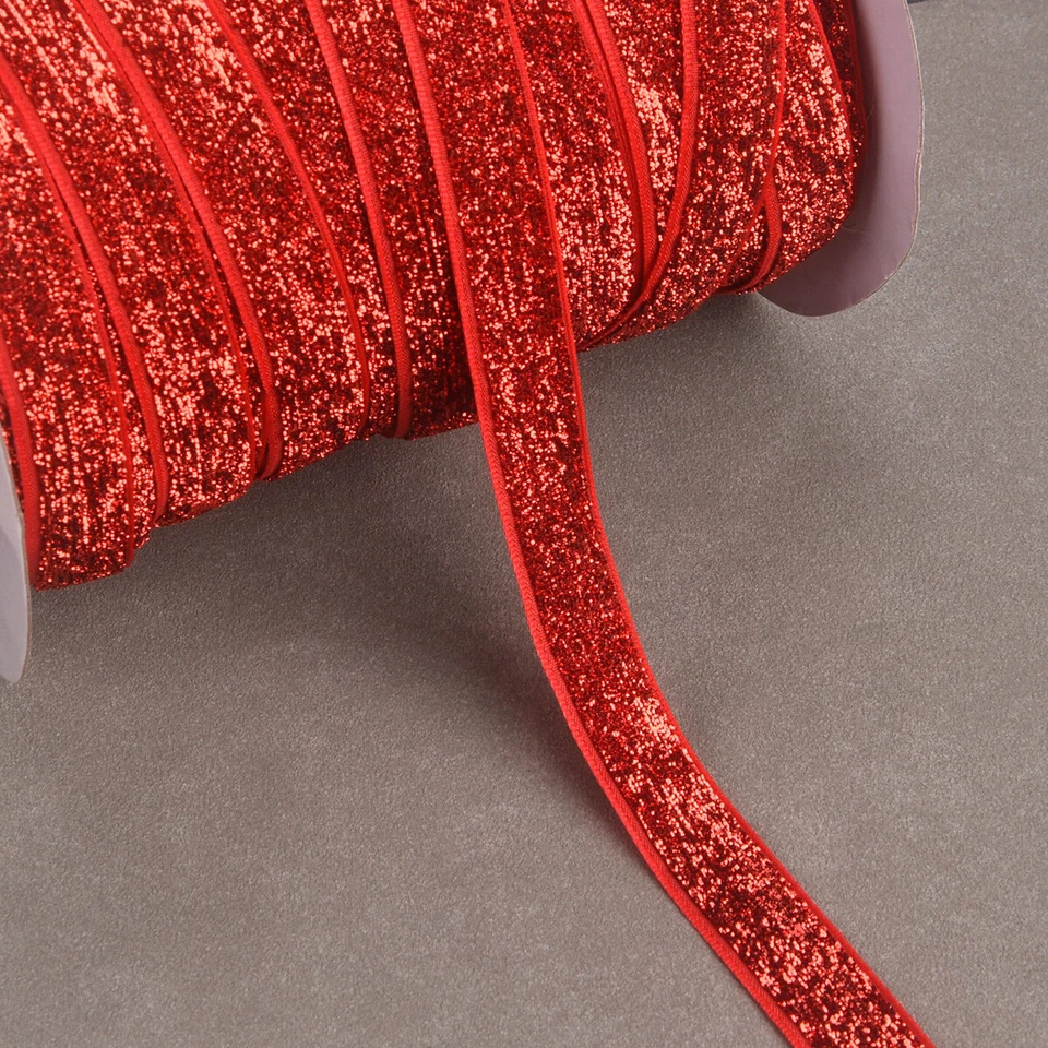 10 Yards 3/8"(10mm) 5/8"(15mm) Glitter Sparkle Flocked Velvet Ribbon Decoration - Image 2 of 3