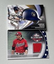 Christian Yelich All Star Jersey & Brewers Batting Helmet (2) Card Lot!