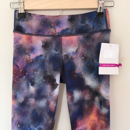NWT Athleta girl printed chit chat tight leggings L/12 Frozen Floral Outer Space - Picture 2 of 12