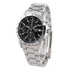 SEIKO High-speed Chronograph SND367PC Black Silver Men's Watch Analog Quartz