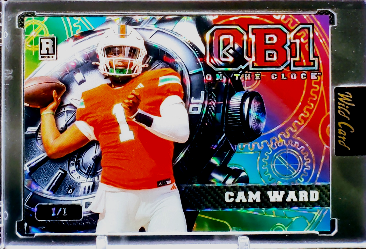 2025 Wild Card QB1 On the Clock Rainbow Mosaic Cam Ward 1/1 Gray