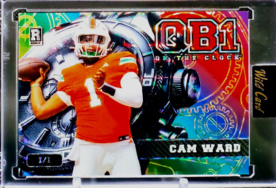 2025 Wild Card QB1 On the Clock Rainbow Mosaic Cam Ward 1/1 Gray Watch Face RC