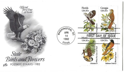 5 '82 State Birds & Flowers FDCs. franked with 18 of the 50 on 2 Chuck Ripper - Picture 2 of 5