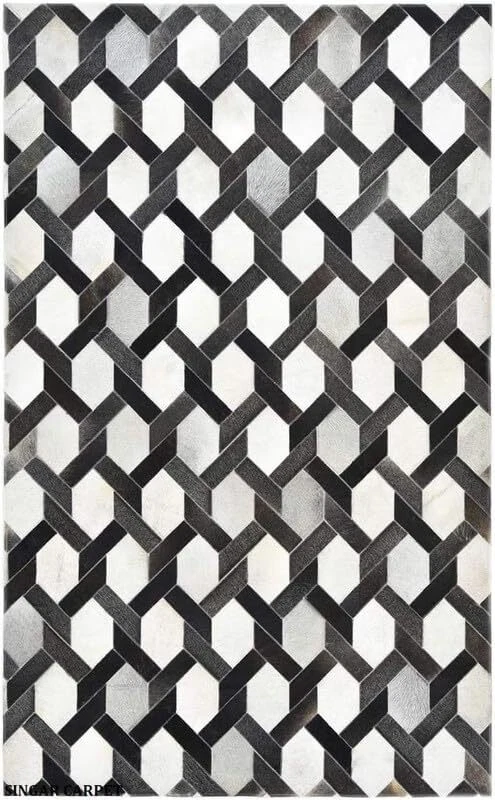 Genuine 100% Cowhide Leather Rug – Patchwork Handmade Rodeo Cowhide Skin Carpet - Image 2 of 4