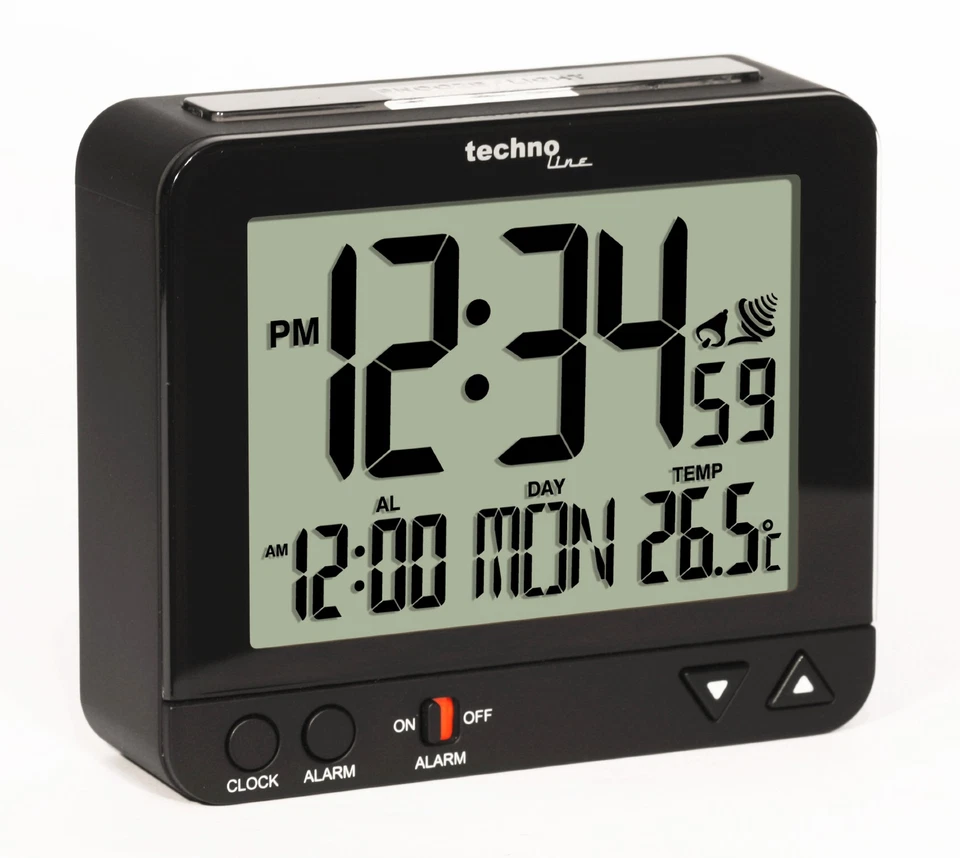 Funkwecker WT 195 mit Innentemperaturanzeige und Nachtlich Schwarz - Bild 3 von 4