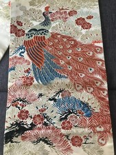 vintage Japanese kimono nagoya-obi/ peacock OB6