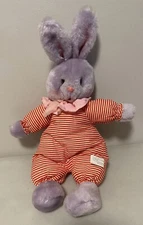 Vintage Dan Brechner Plush Purple Bunny Rabbit Red White Outfit 16"