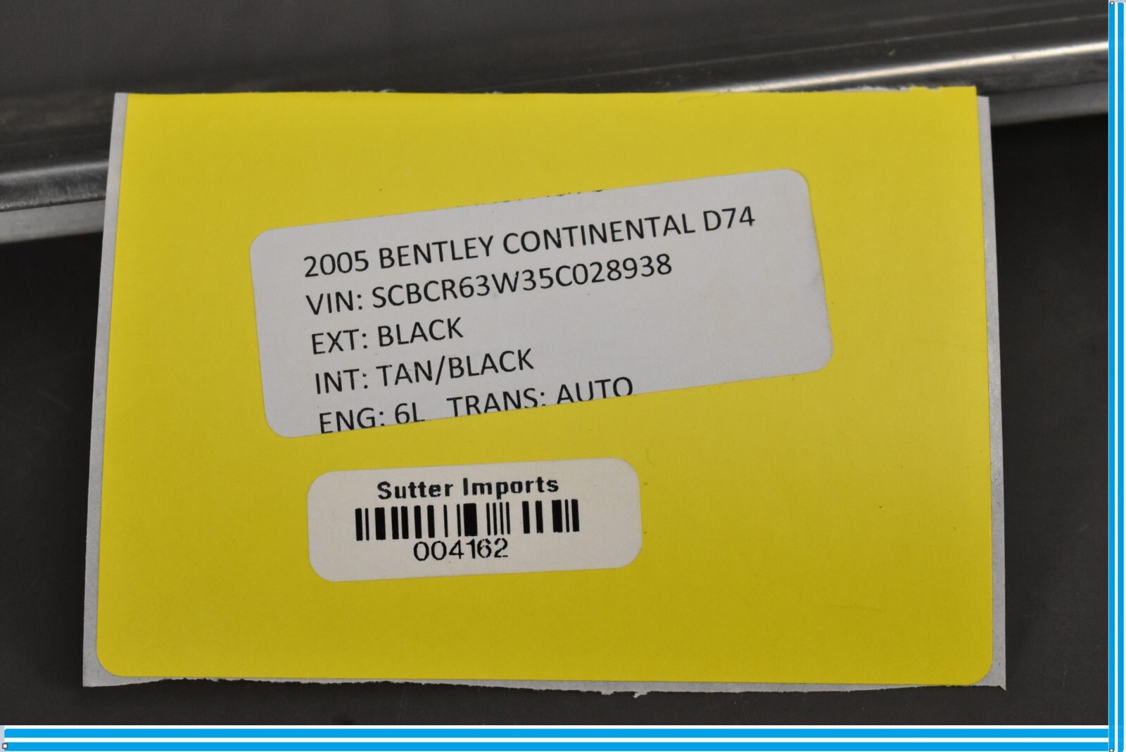Bentley Continental 2005 Left Side cover plate