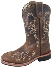 Smoky Mountain Western Boots Girls Marilyn Pull On Brown Waxed 3845C