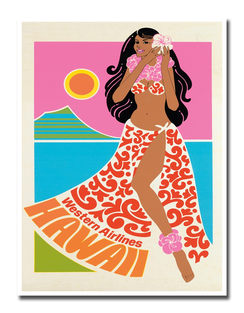 HAWAII ヴィンテージポスター Hawaii Travel Poster Art Decor Vintage Print 12x16