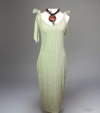 Style State Sage Green Pencil Maxi Dress Side Zip Tie Straps Sz 12 Naturecore