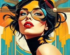 8x10 Photo Art Print - Glamorous Woman Retro Style Pop Art Picture Decor