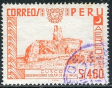 LL150 Peru 1967  Stamp Scott # C211 Inca Solar Observatory Fine Used Clean Back
