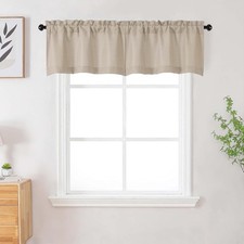 Linen Valances for Windows 2 Panels, Soft Solid Airy Faux Linen Textured Valance