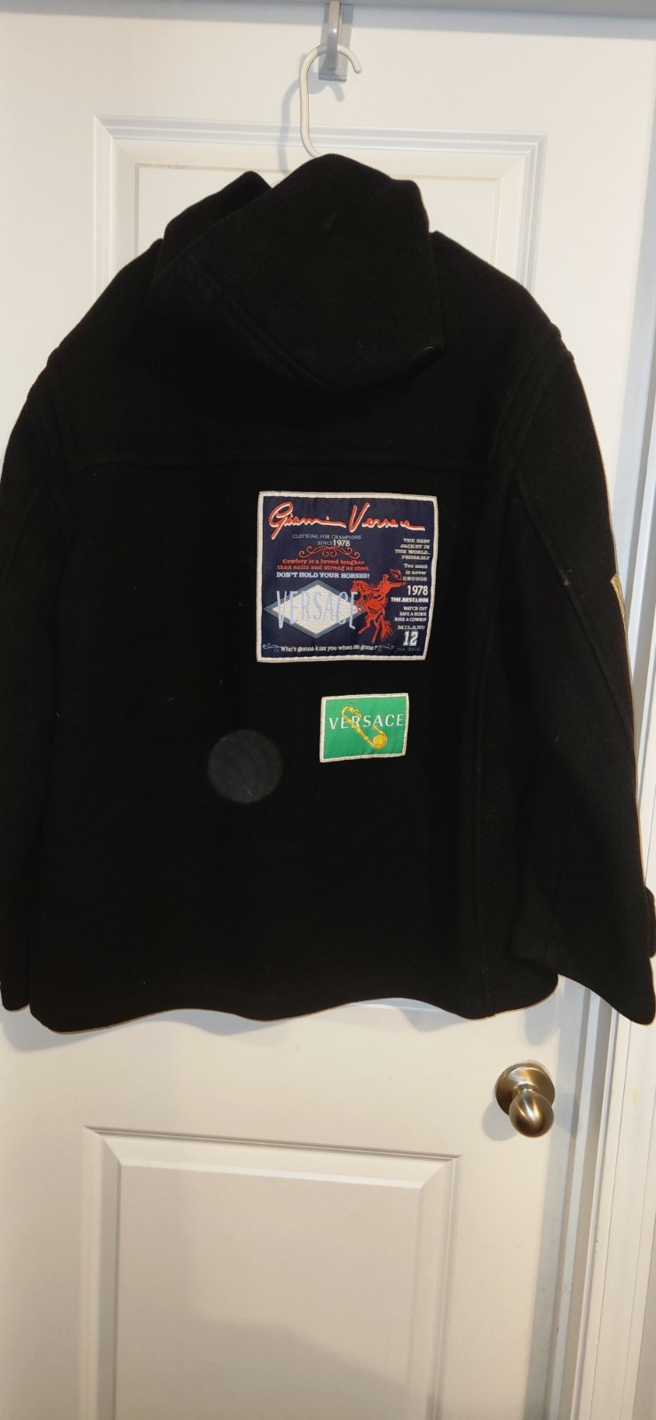 Versace Black Patchwork Jacket Toggle Hooded Butt… - image 2