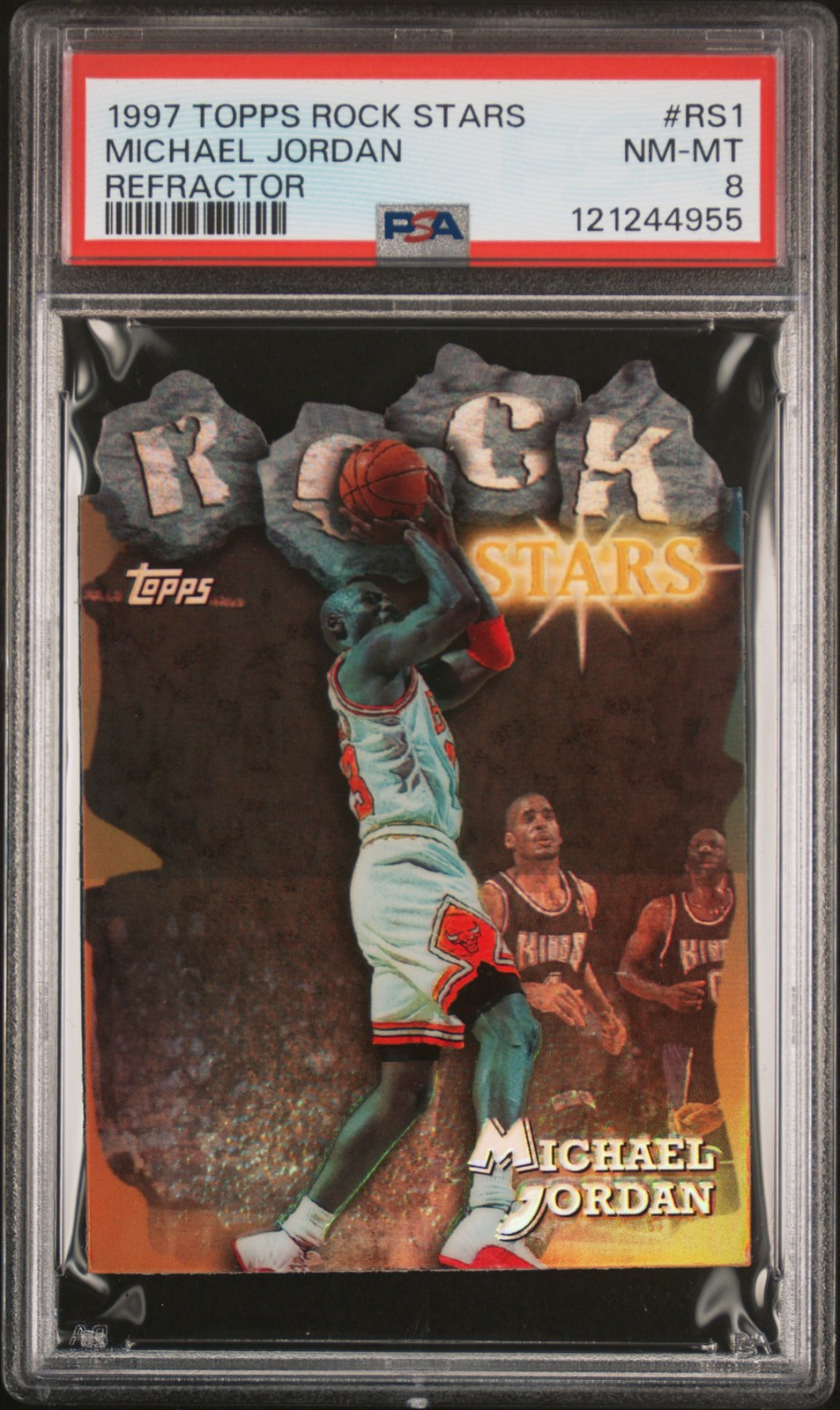 1997 TOPPS ROCK STARS REFRACTOR #RS1 MICHAEL JORDAN PSA 8