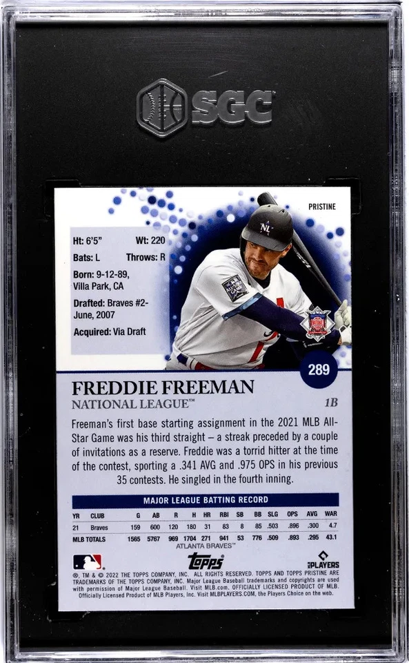 2022 Topps Pristine Freddie Freeman #289 Refractor SGC 8.5 - Image 2 of 2