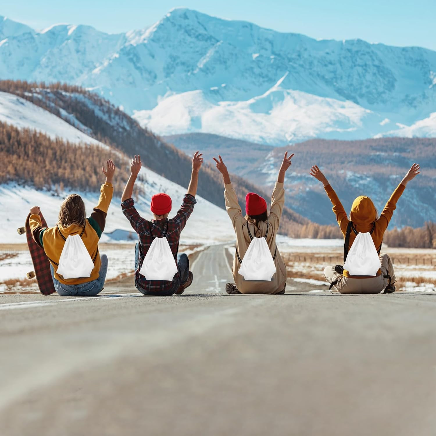 2 Pcs White Drawstring Backpack Drawstring Bag Bulk Sports Cinch Bags String Bac