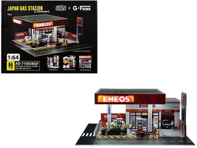 American Diorama AD-710038GF 1/64 Eneos Japan Gas Station Diorama Set