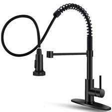 Black Kitchen Faucet with Pull Down Sprayer Stainless Steel Single Handle Pul...