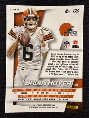 2014 Panini Prizm #175 Brian Hoyer Blue Prizm SSP | eBay