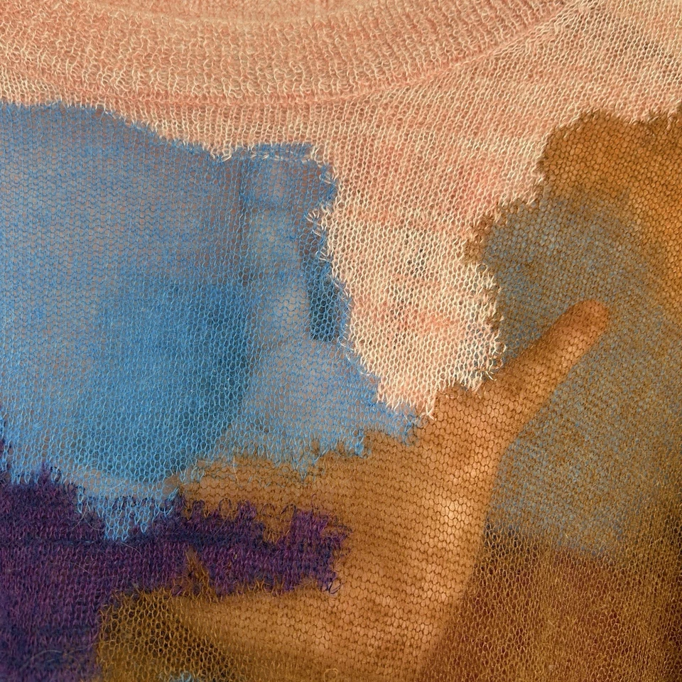 Suéter Dries Van Noten Mujer XS Tejido Intarsia Mohair Mezcla Lana Camuflaje Colorido Foto 4 de 4
