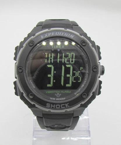 Vintage Expedition Chrono Timex Shock Quartz Digital WR 200m 50mm Wrist Watch